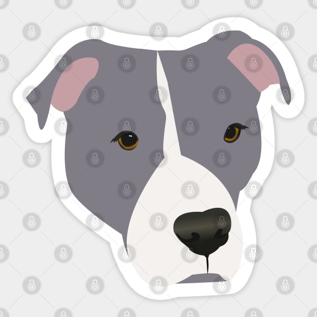 Grey and White Pit Bull Sticker by KCPetPortraits